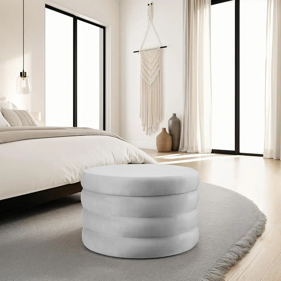 tectake Hocker Altu XL, gestoffeerd, opbergruimte, Fluweellook Grijs
