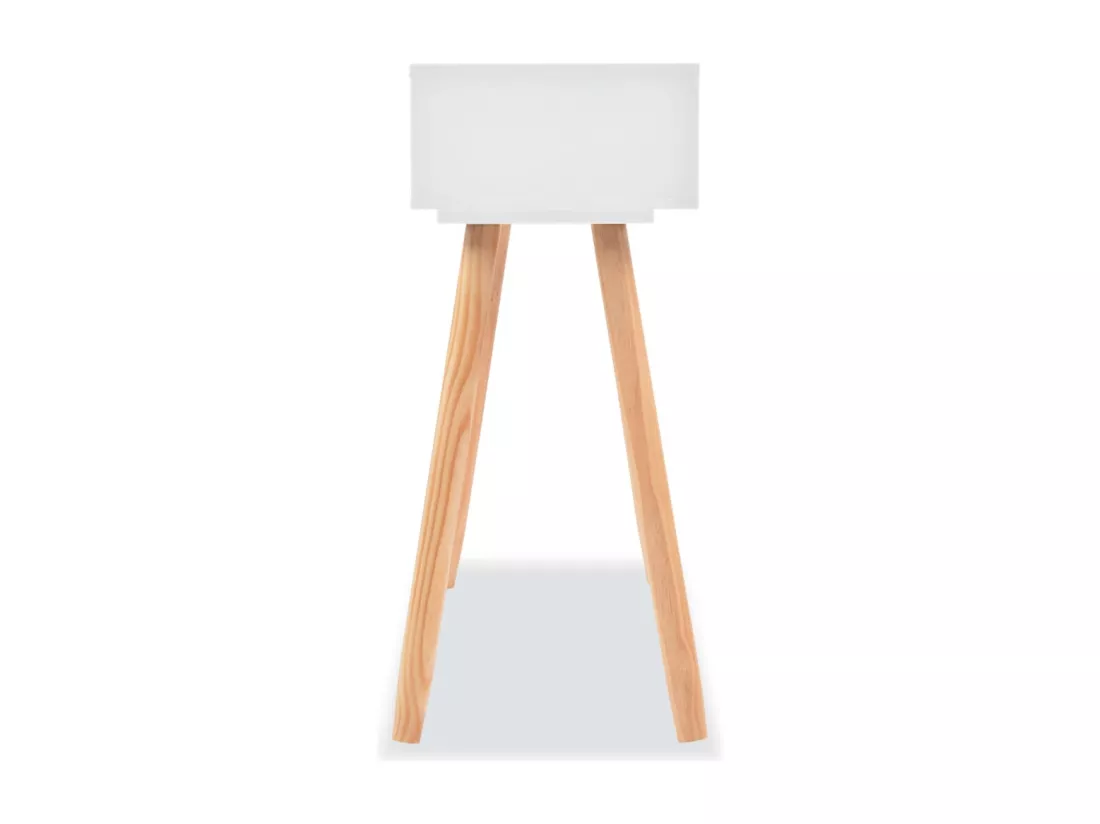 Table console Bois de pin massif 80 x 30 x 72 cm Blanc