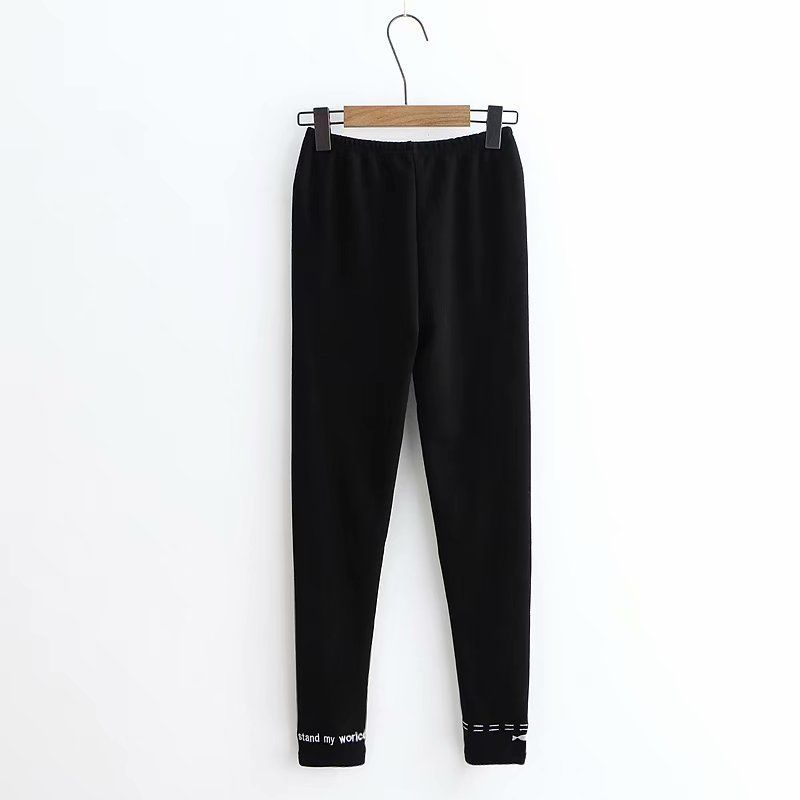 PANDAGO - Kat geborduurde fleece gevoerde legging