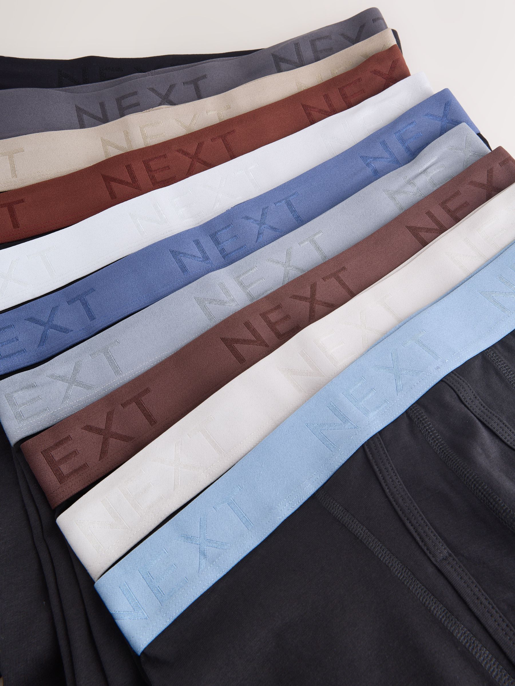Zwarte en blauwe/bruine taillebanden - Standaard - 10 Boxershorts zonder plooi