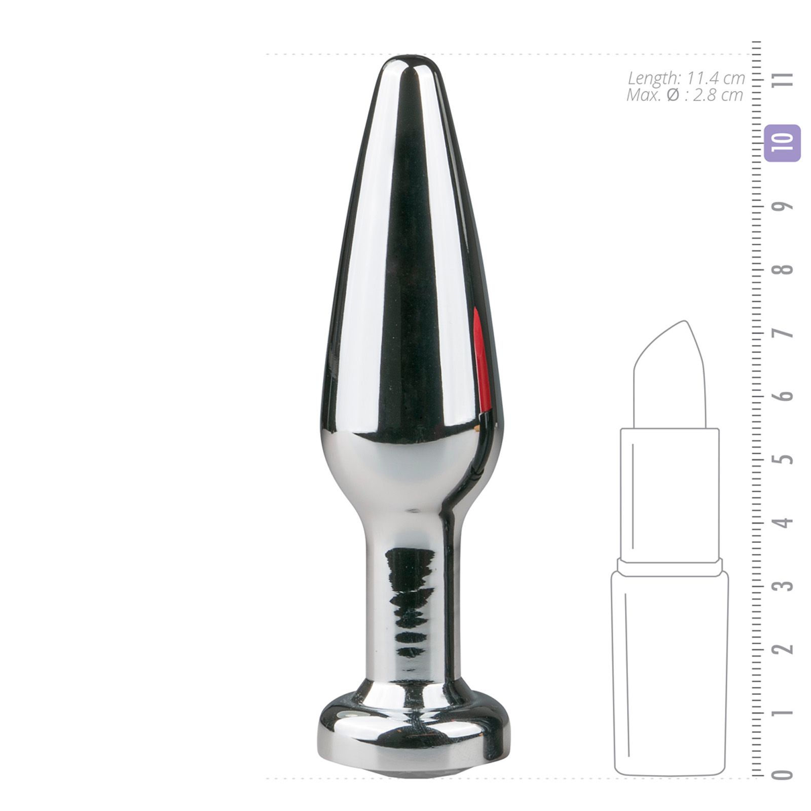 Easytoys - Analplug Silber aus Metall Kegel mit Zierstein Weiß