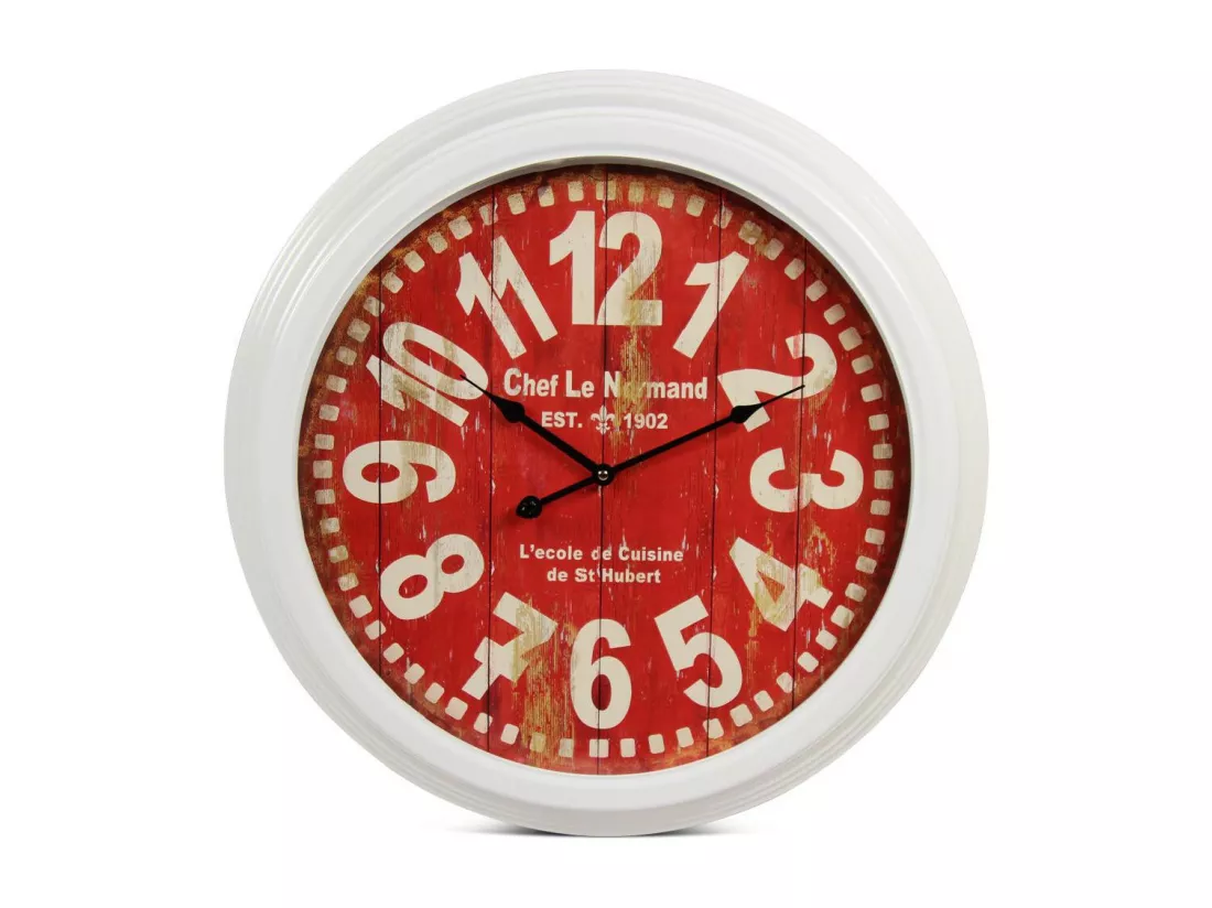 Horloge ancienne murale chef le normand Métal Rouge-Bordeaux - Décoration d'Autrefois