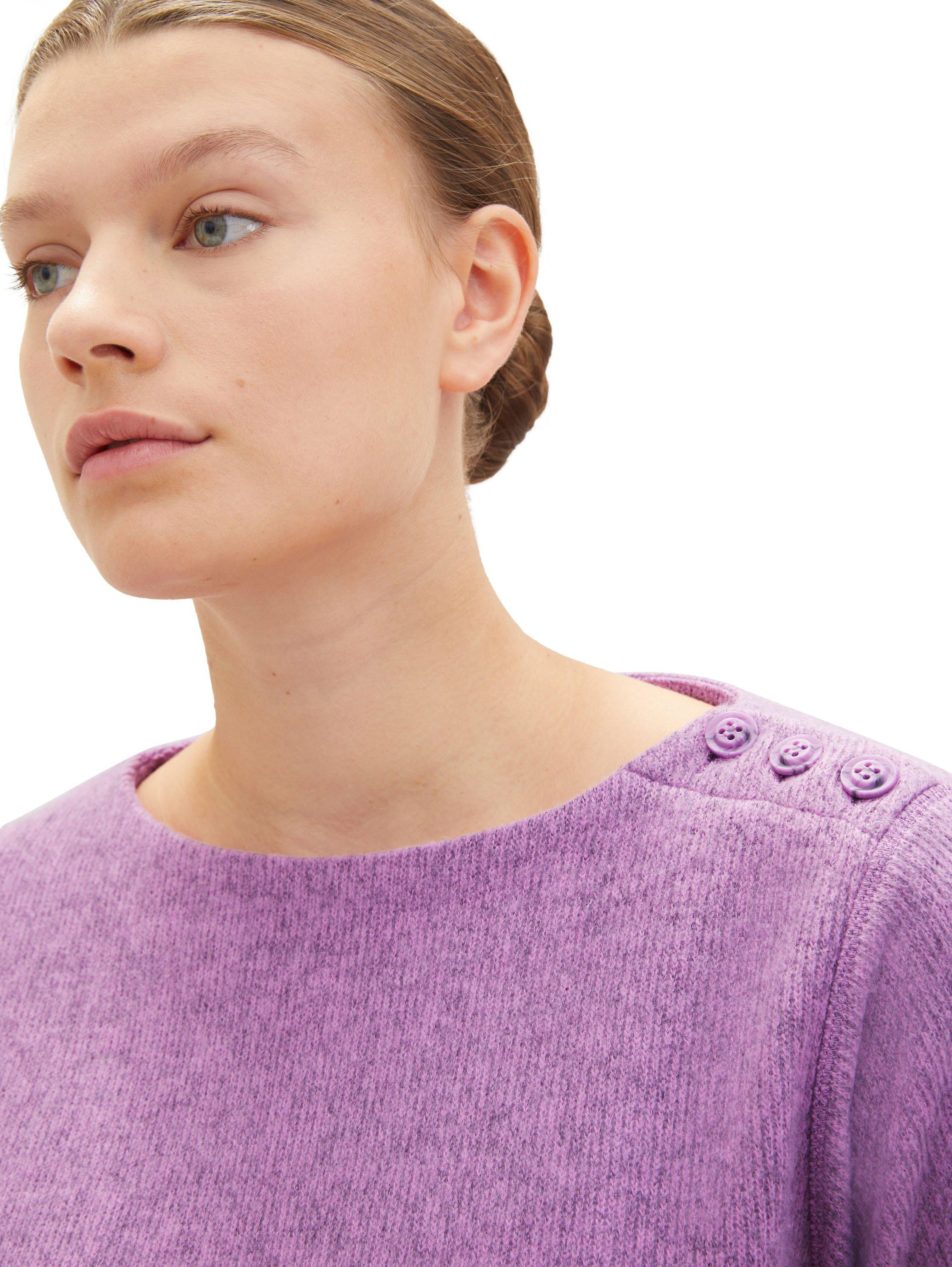 Sweatshirt mit Zierknöpfen am Rundhalsausschnitt