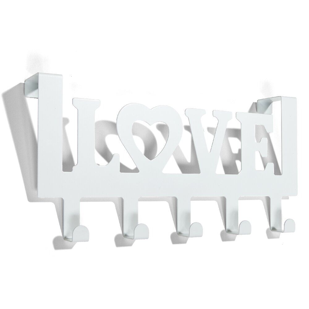 Crochet de porte LOVE en métal blanc ou noir 36,5x16,5cm - 2 modèles