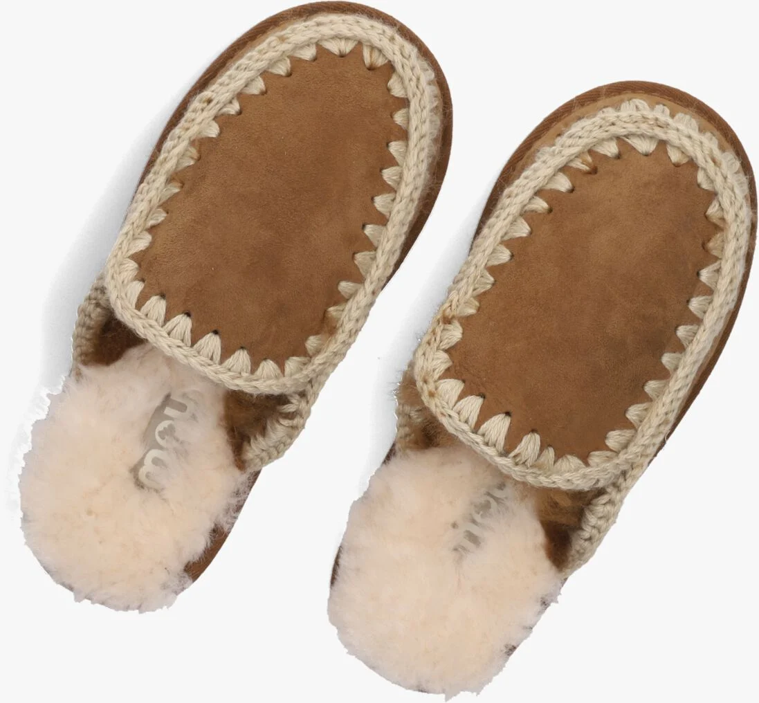 MOU cognac mou pantoffels slipper full eskimo stitch