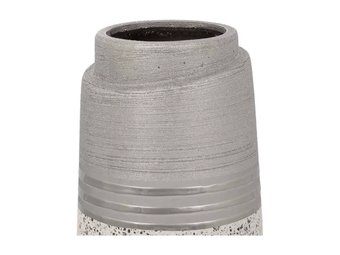 Vase en céramique argentée 13x13x24,5h