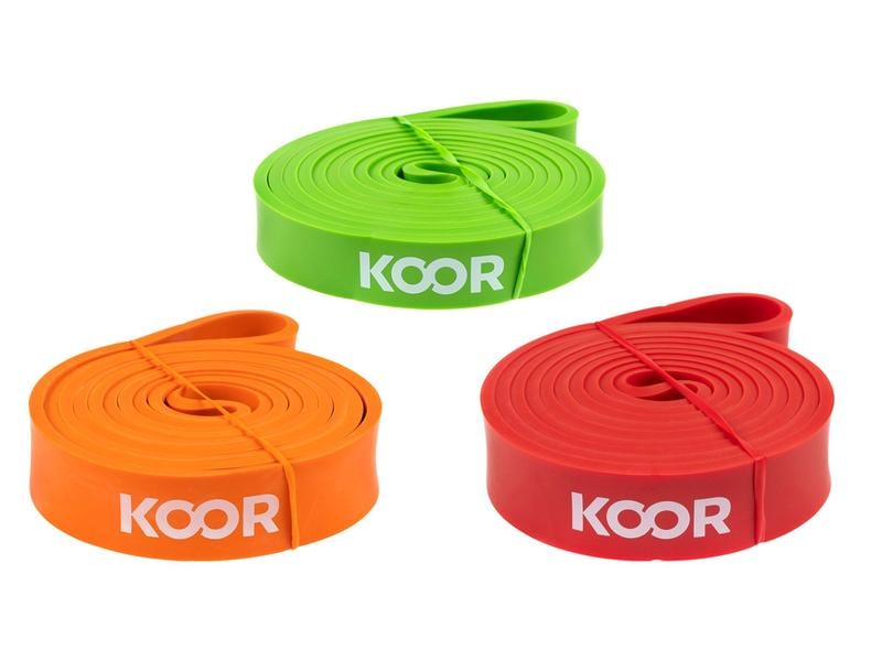 KOOR Fitnessband 3er-Set, mittel bis extra stark Hochwiderstandsbänder für das Training zu Hause