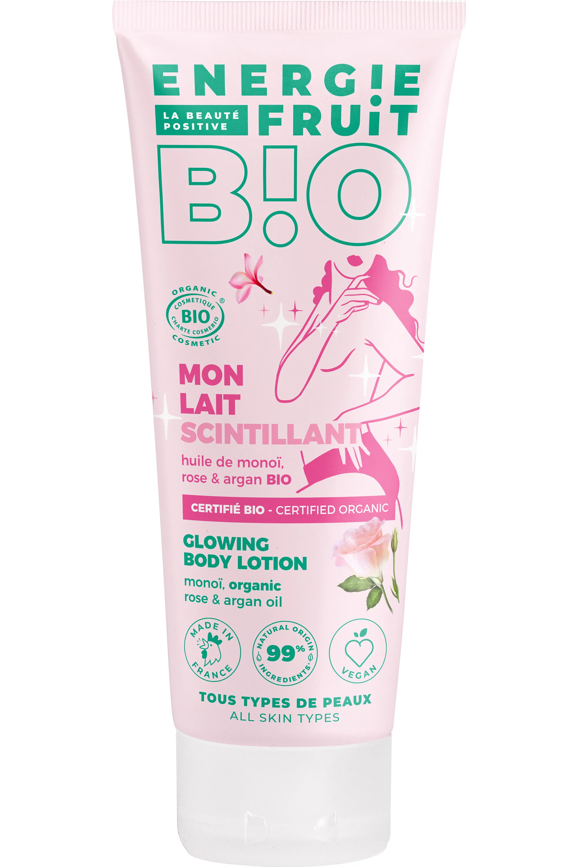 Energie Fruit Lait corps scintillant au monoï rose-200 ml
