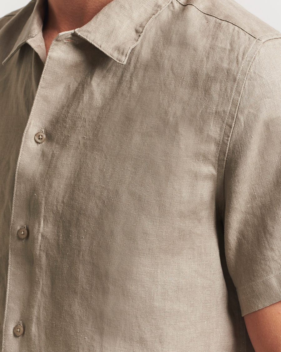 Samsøe Samsøe Avan Linen Short Sleeve Shirt Greige