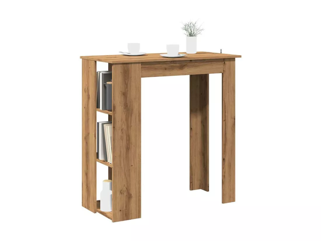 Table de bar avec étagère chêne artisanal bois d'ingénierie