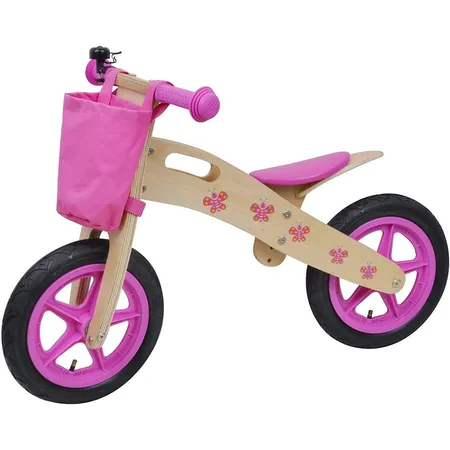 Siva Kinder Laufrad Holz Woody Butterfly Bike, Rosa