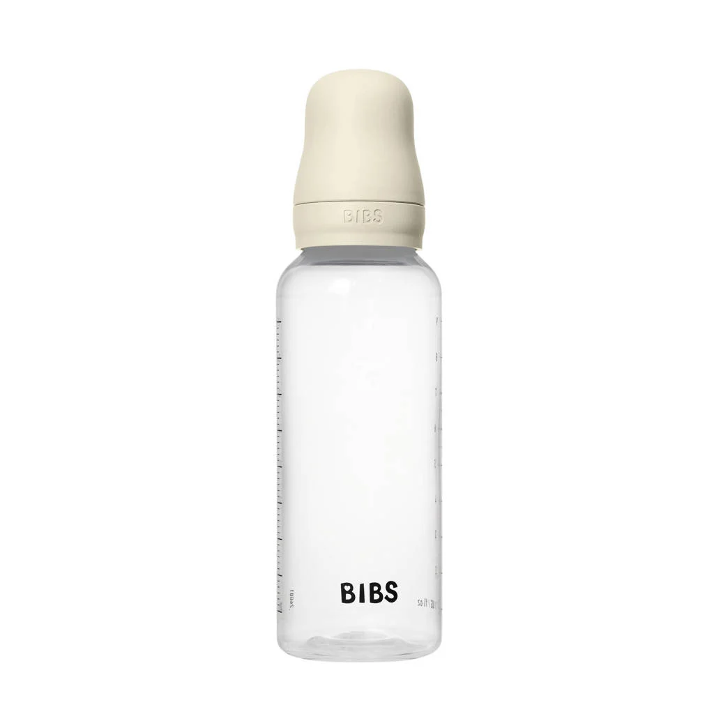 BIBS Babyfles 270 ml - Ivory - met latex speen en opvouwbare trechtertje