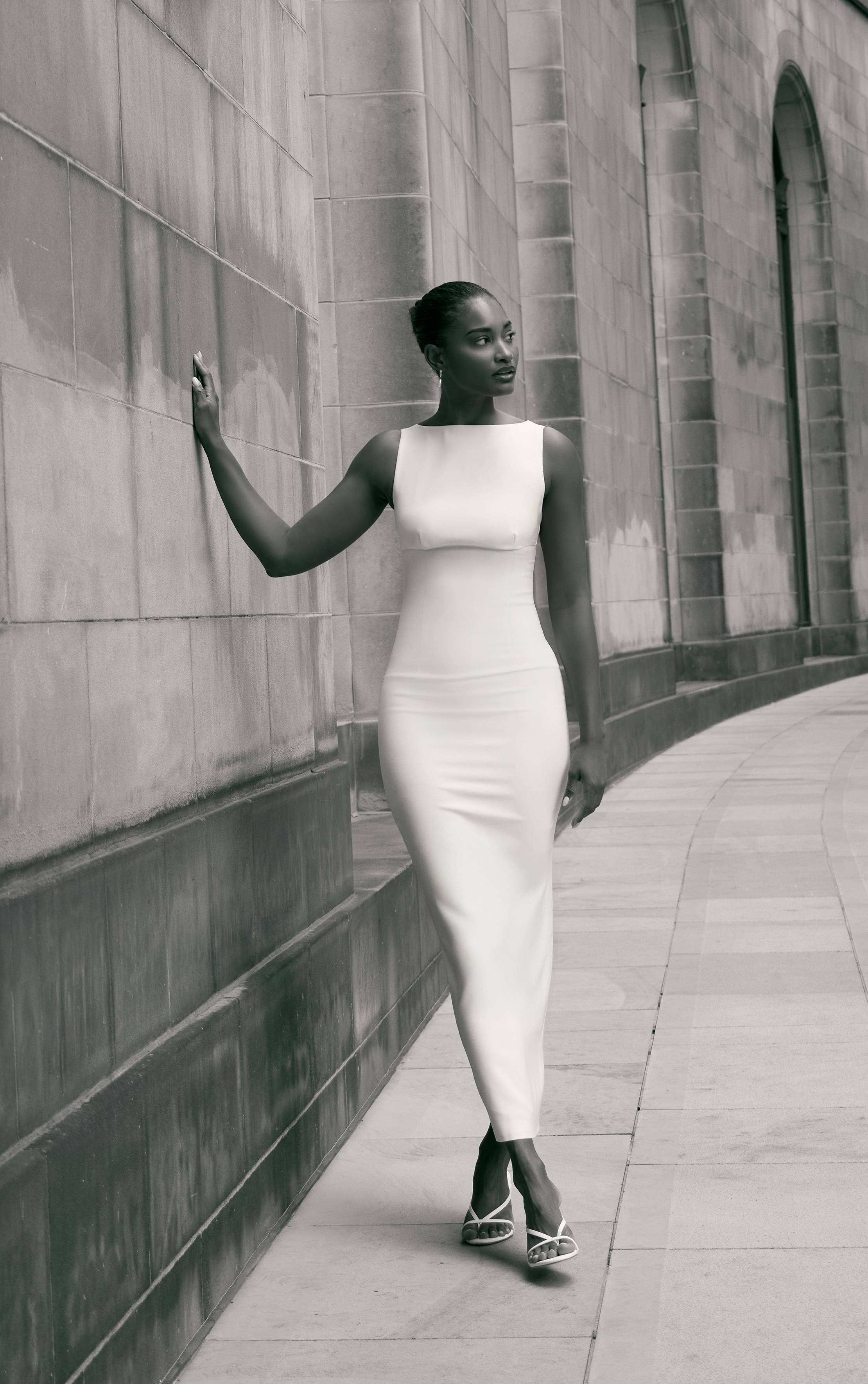 Blanc Robe Longue Dos Échancré Premium
