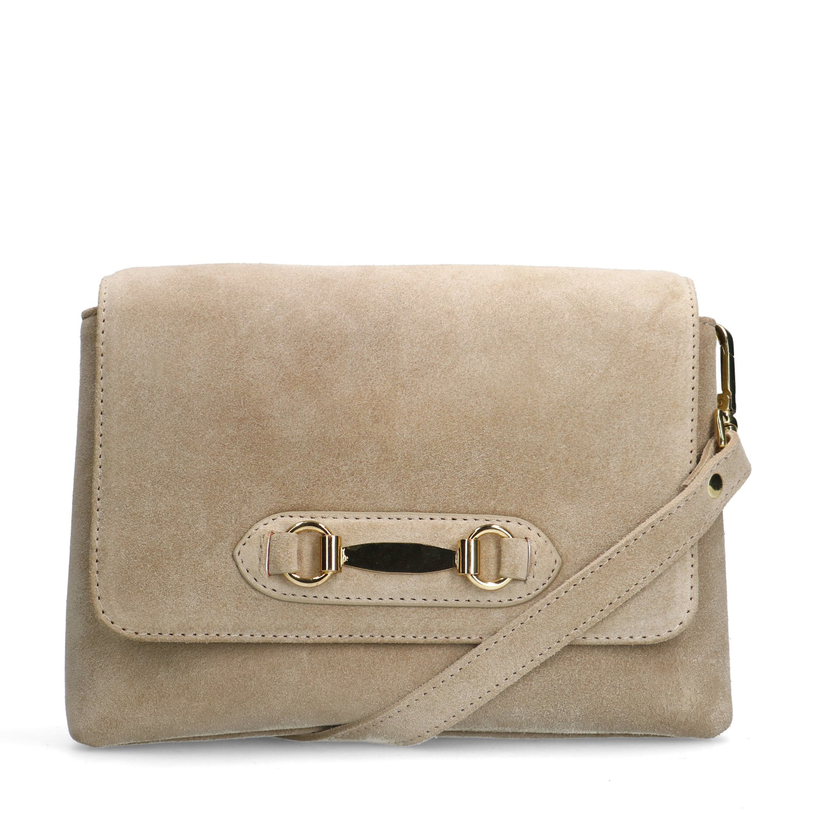 Beige suède schoudertas