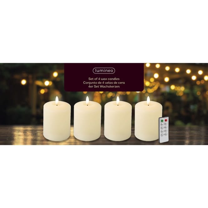 4er Set Wachskerzen mit LED-Beleuchtung