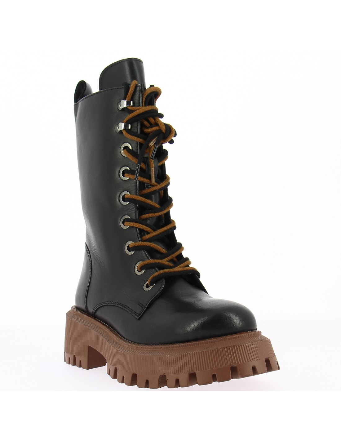 kharisma bottines à talons femme cuir noir semelle chocolat