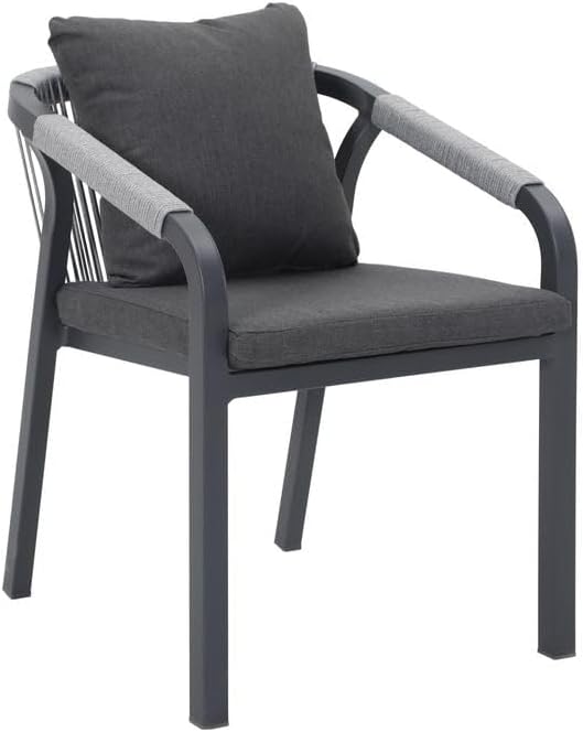 OUTLIV. Bordeaux Stapelsessel Aluminium Rope anthrazit dunkelgrau stapelbar witterungsbeständig inkl Kissen 59x62,5x74,5 cm