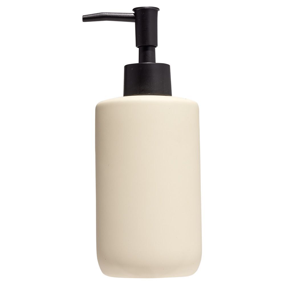 Distributeur de savon céramique beige Ø7xH18,5cm