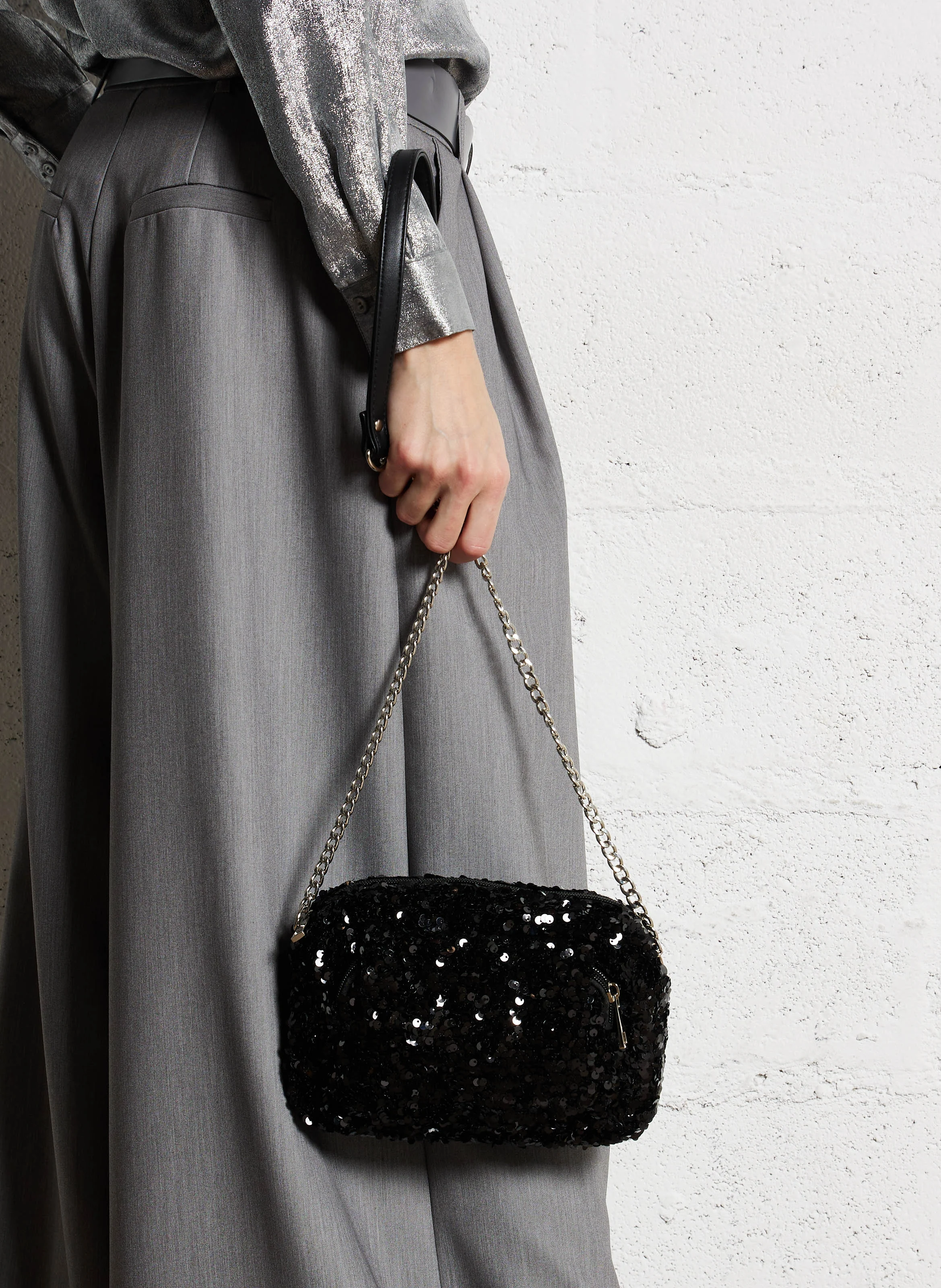 NAINA - Sac bandoulière à sequins | Noir
