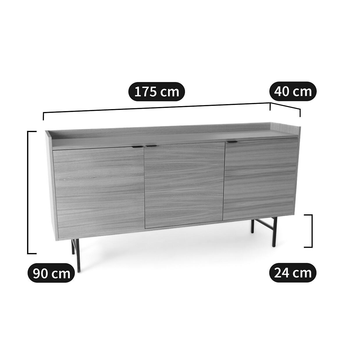 LA REDOUTE INTERIEURS<br>Aparador com 3 portas em carvalho, Volga
