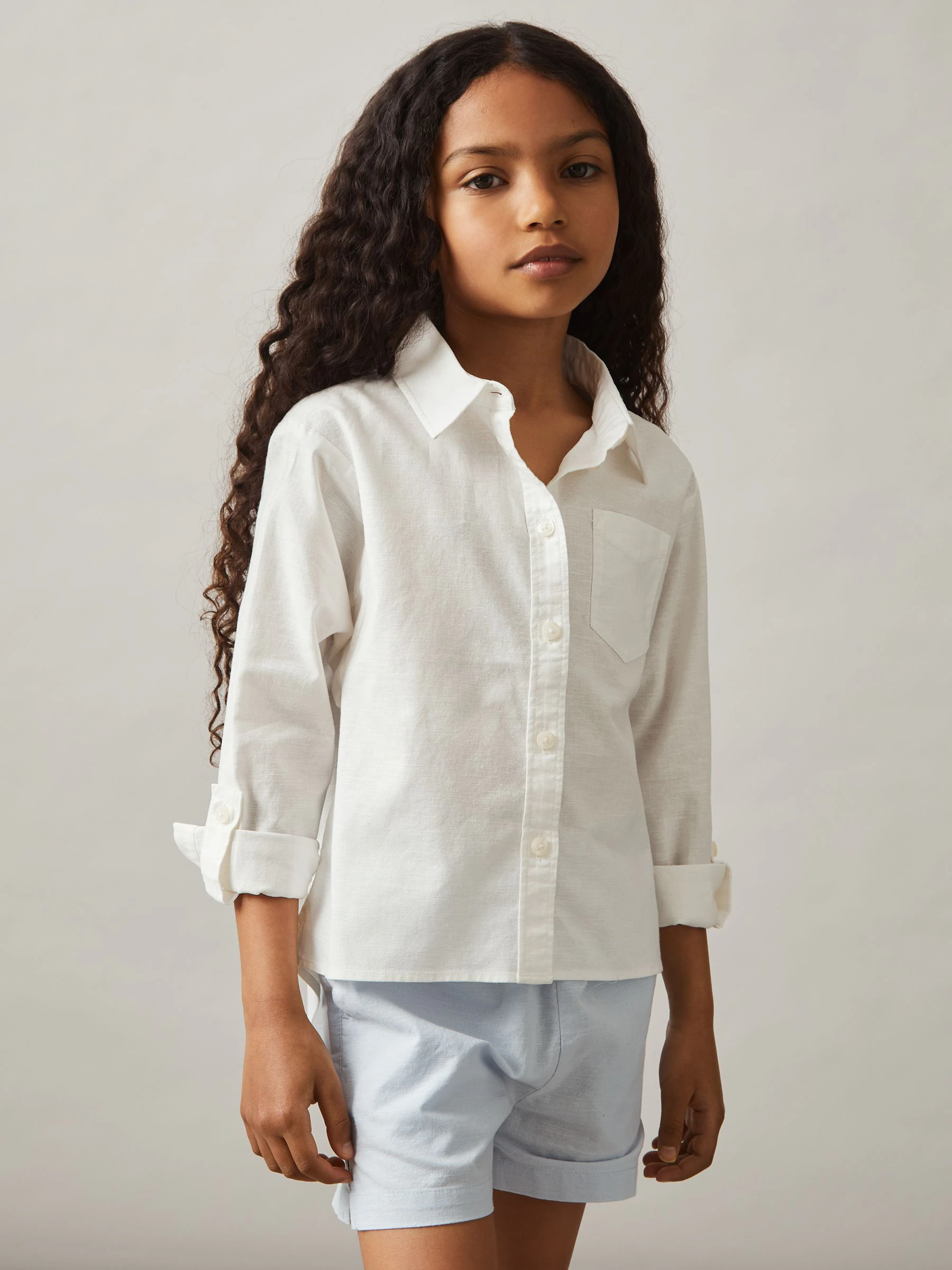 Ivoor - Reiss Leora Linen Roll-Cuff Shirt