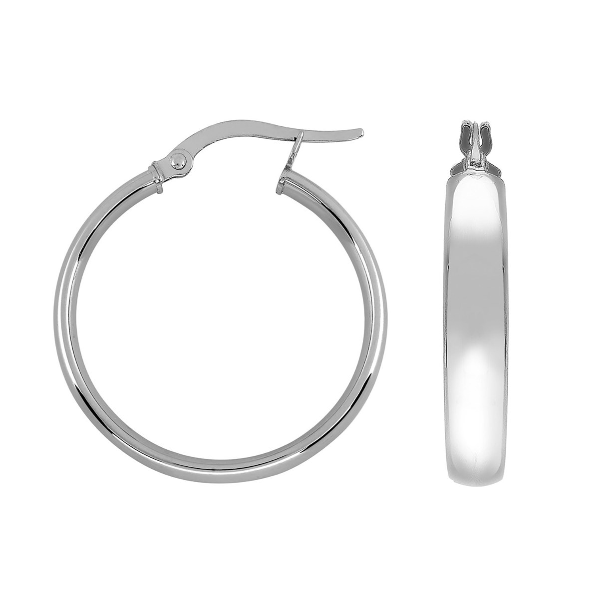 Créoles Brillaxis fil plat 4 mm or blanc 18 carats