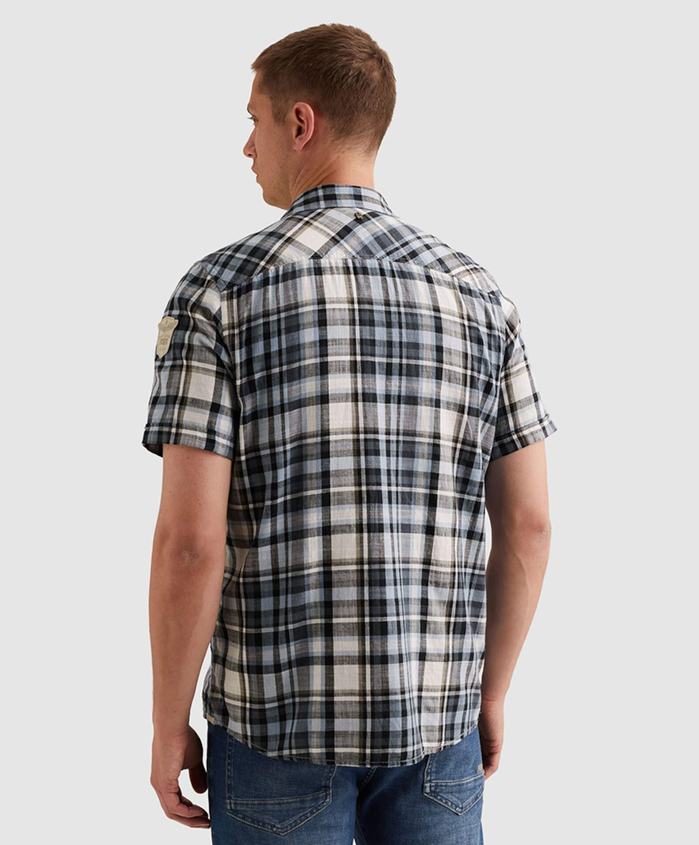 PME Legend Heren overhemd korte mouw blauw