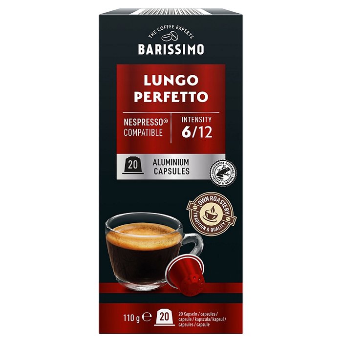 BARISSIMO Kaffeekapseln Lungo Perfetto 20 Stück