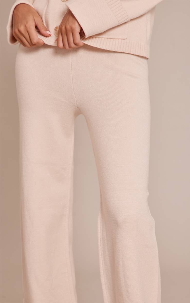 Crème Pantalon Large En Maille