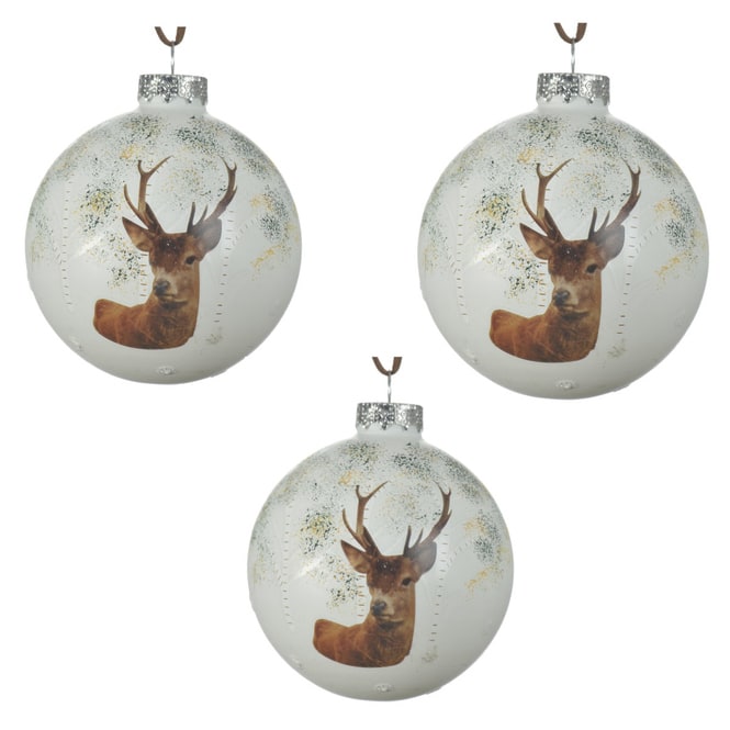 Christbaumkugeln - Hirsch - Ø = ca. 8 cm - 3 Stück - 1 Set