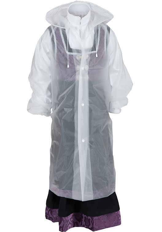 Regnkåpe JR transparent med hette og trykknapper