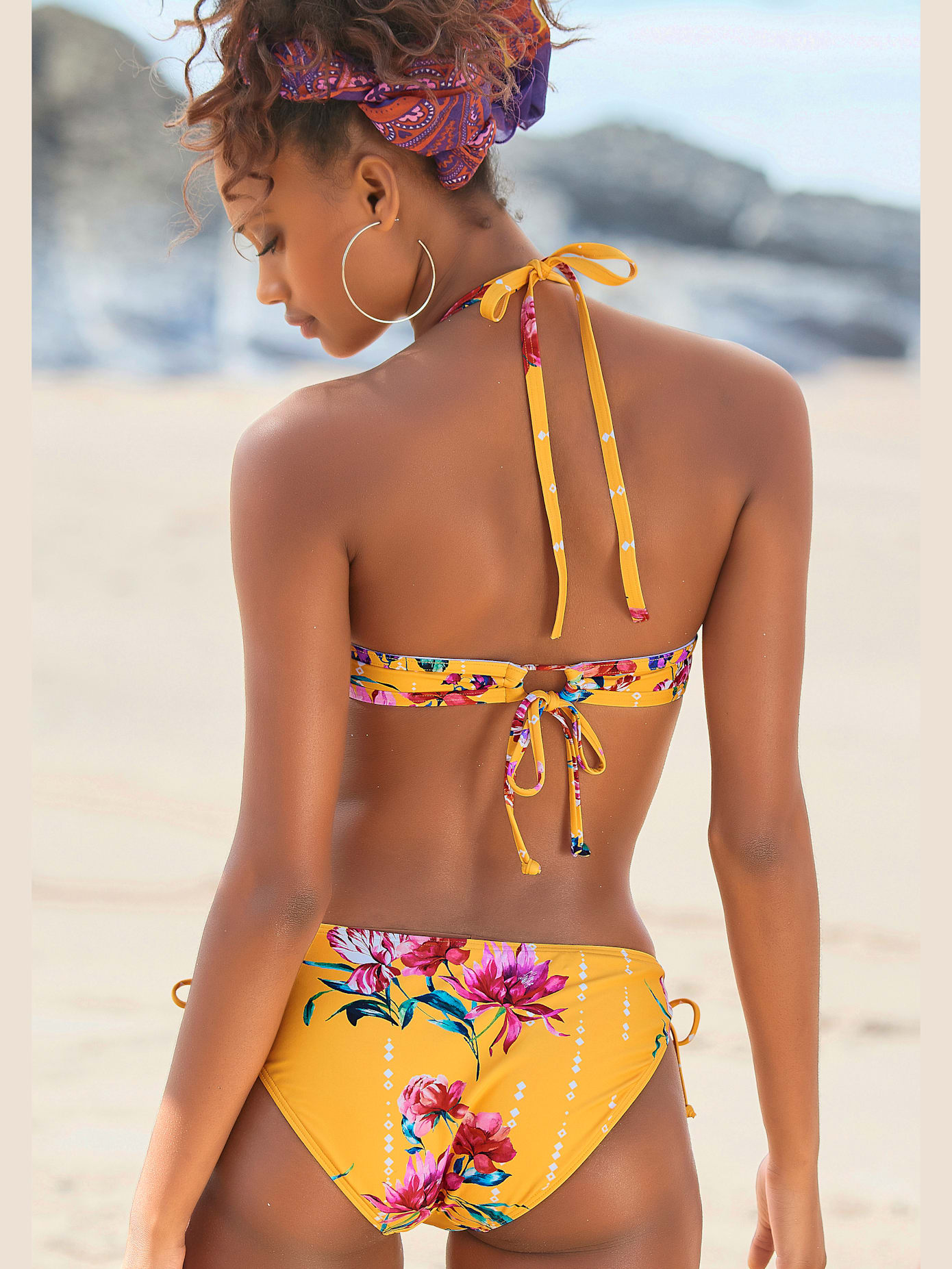 Haut de bikini triangle imprimé floral moderne