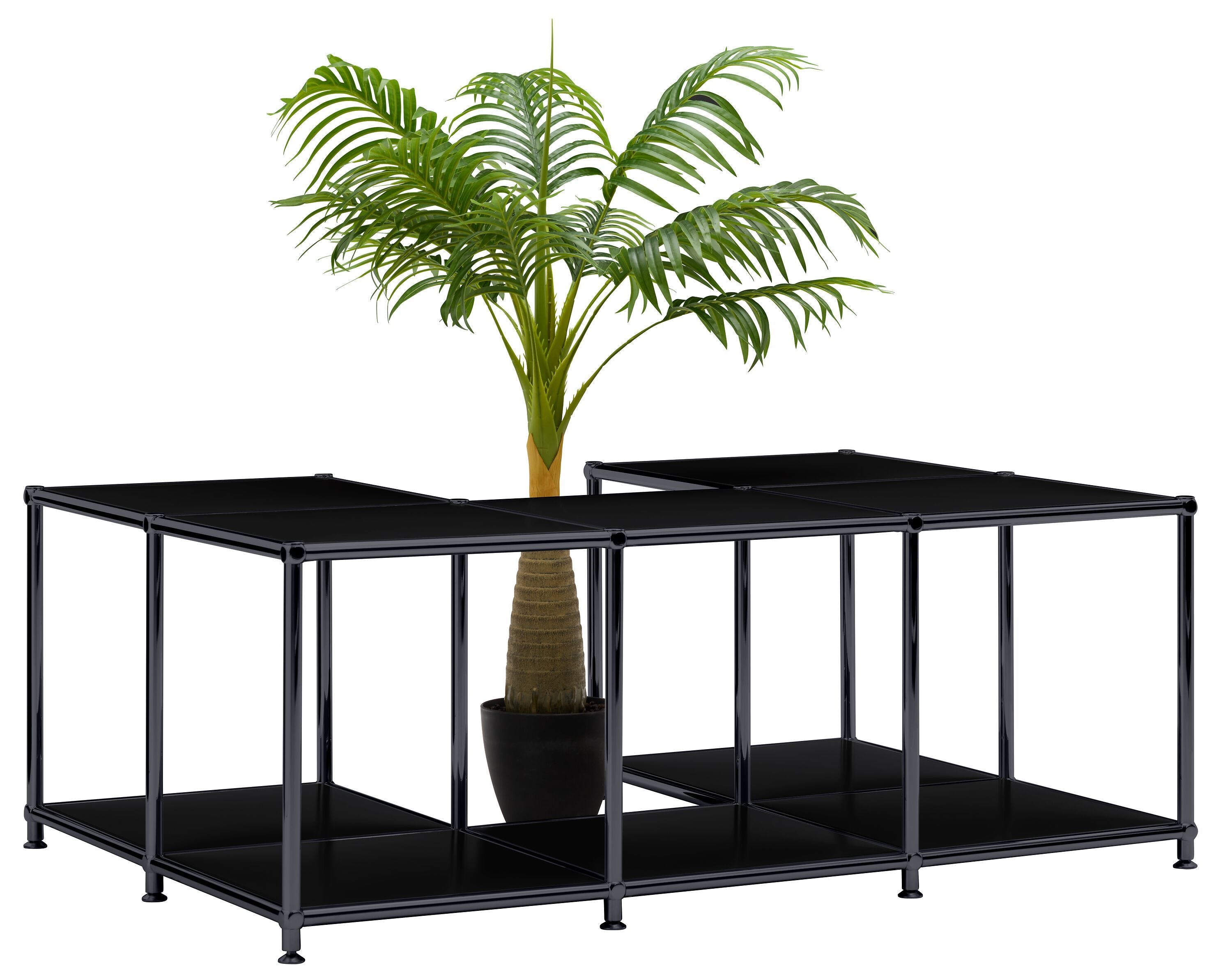 FLEXCUBE Salontisch - Schwarz / B: 114.5 cm x T: 77.5 cm x H: 42.5 cm