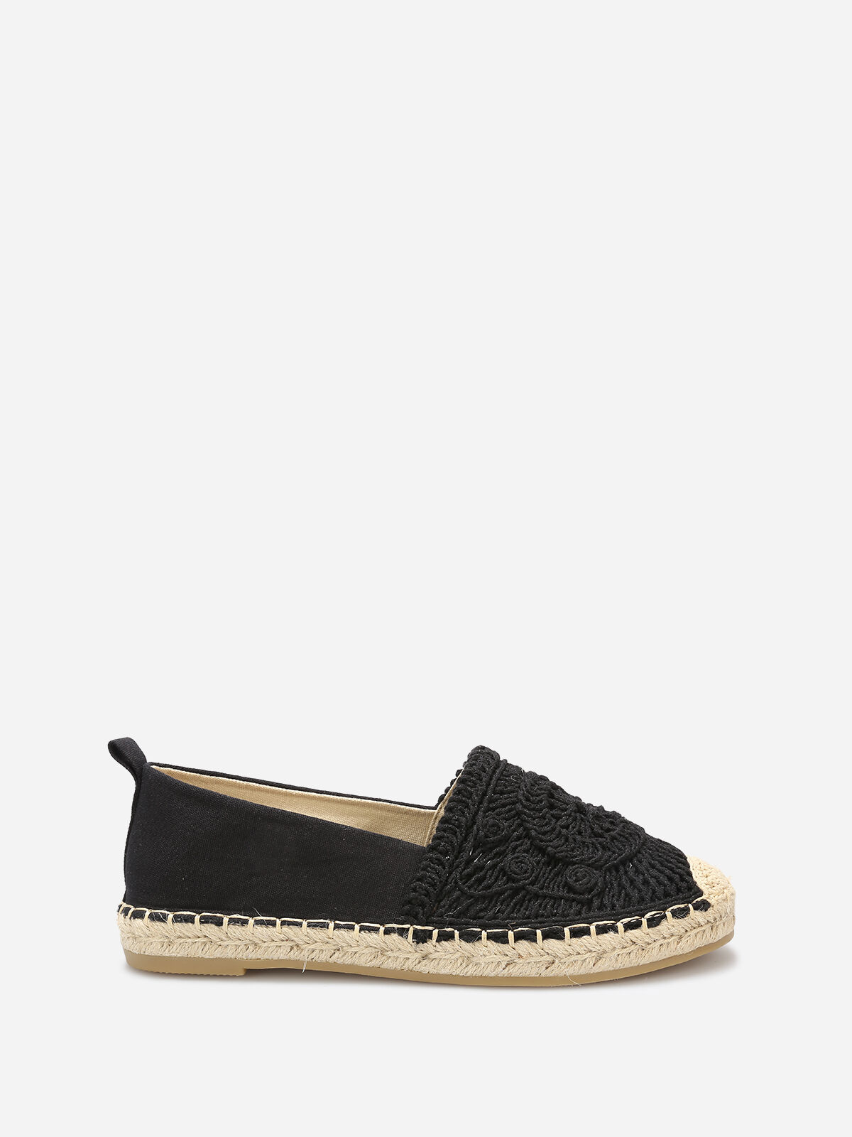 Espadrilles en tissu et crochet- Noir