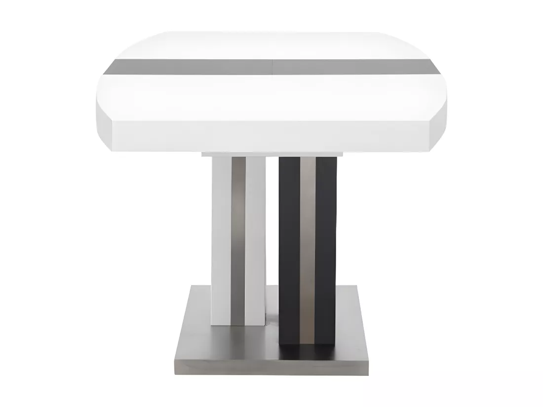 Table à manger extensible NOAMI II - 6 à 8 personnes - MDF laqué gris et blanc