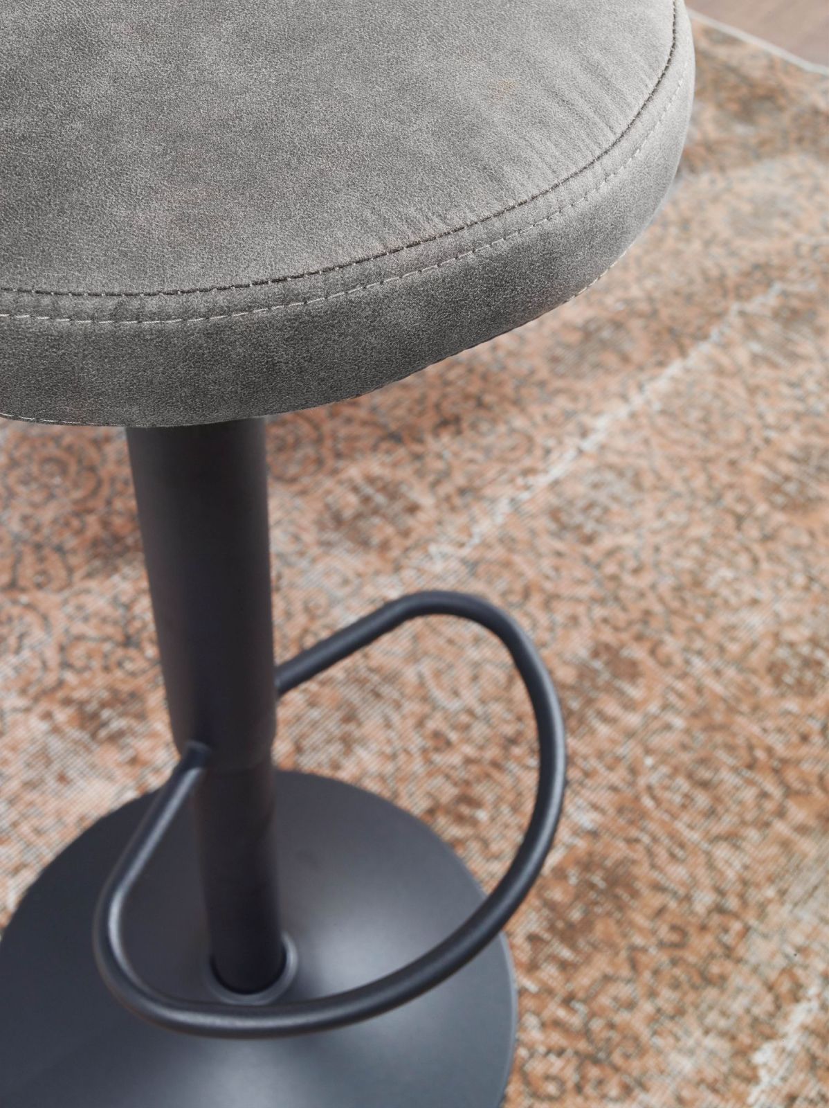 Barhocker - grau-schwarz - Wildlederoptik - höhenverstellbar