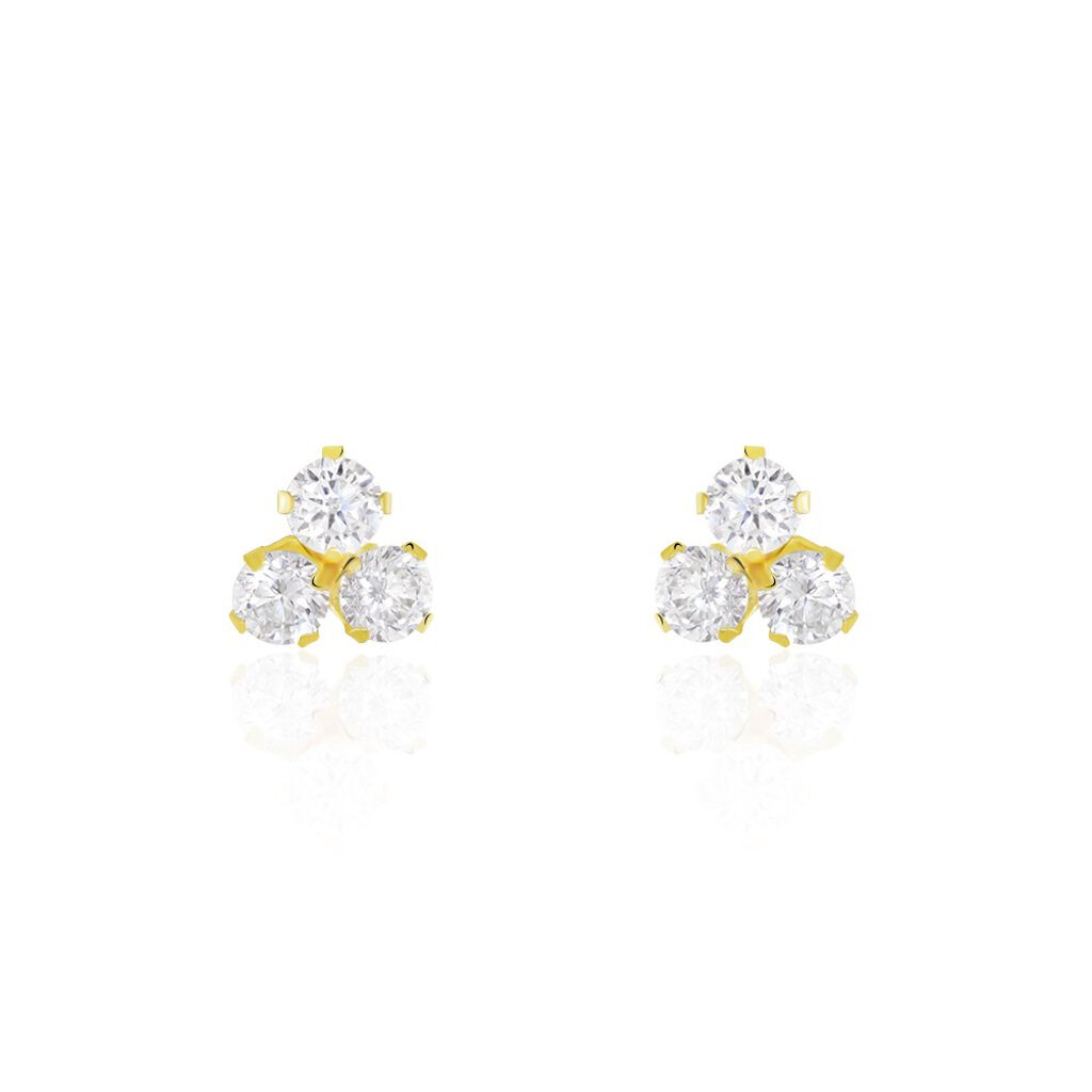 Boucles D'oreilles Puces Or Jaune Oxydes De Zirconium