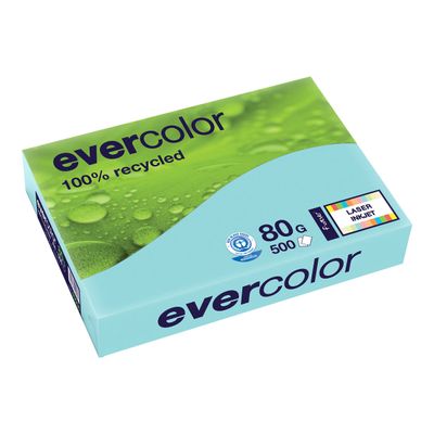 Clairefontaine Evercolor - Papier couleur recyclé - A4 (210 x 297 mm) - 80g/m² - Ramette de 500 feuilles - bleu
