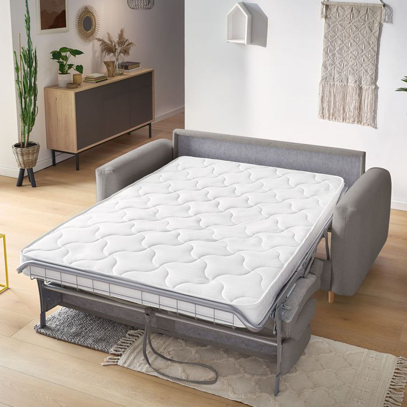 Bobochic Canapé droit cocoone convertible express  taupe - 200x105x98 cm