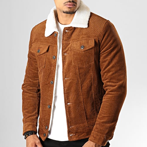 Veste Super Slim Fit Velours Col Mouton Camel