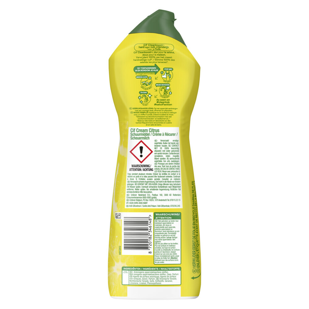 8x Cif Schuurmiddel Cream Citroen750 ml