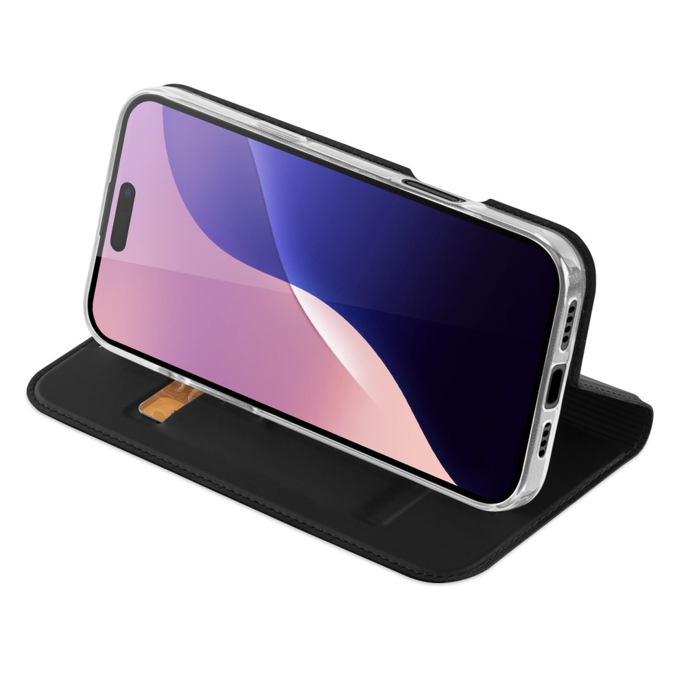 iPhone 16 Pro Max Flip Wallet Cover Leder Tasche - Schwarz