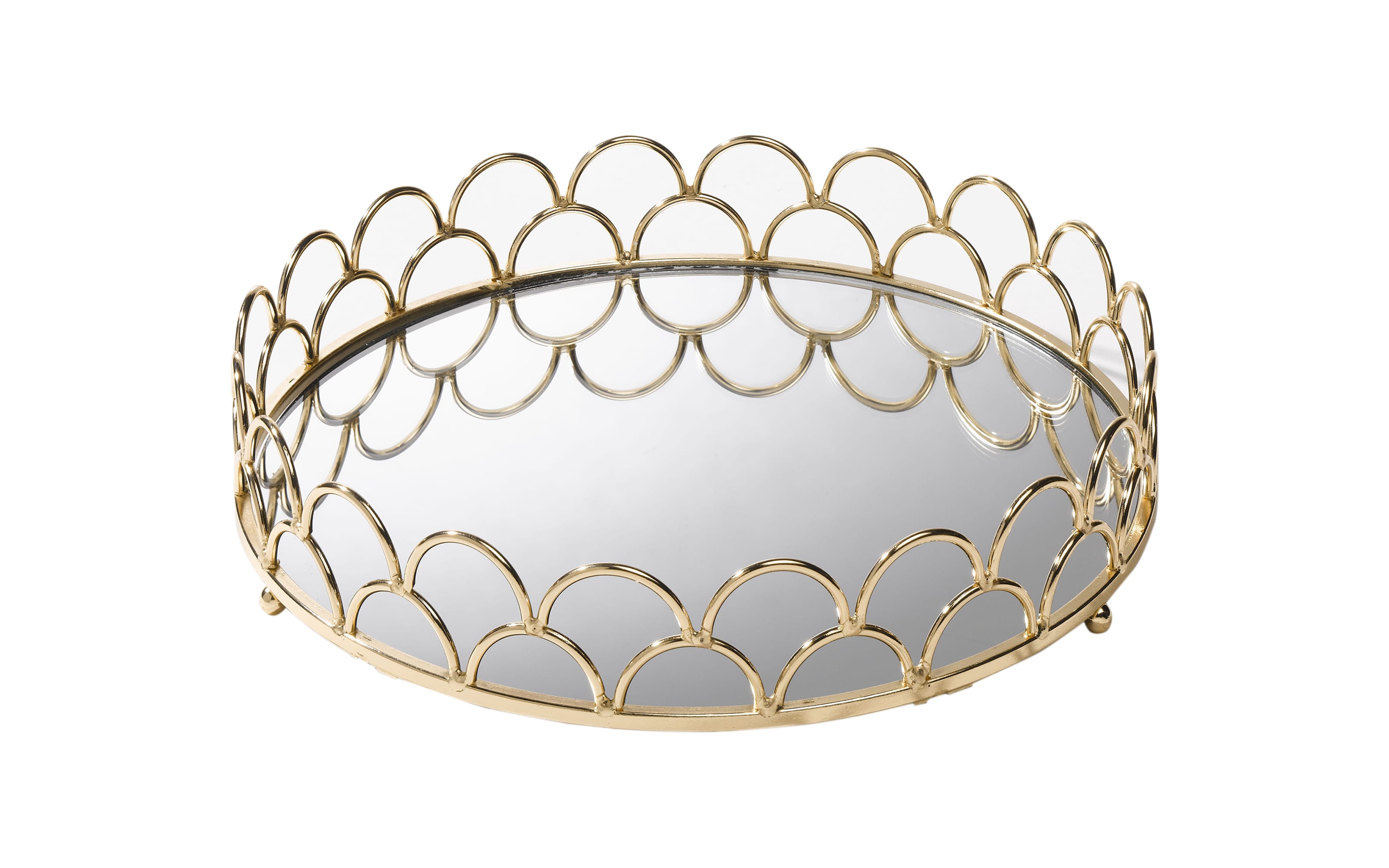 Tablett mit Spiegelboden in gold, 26,5 cm