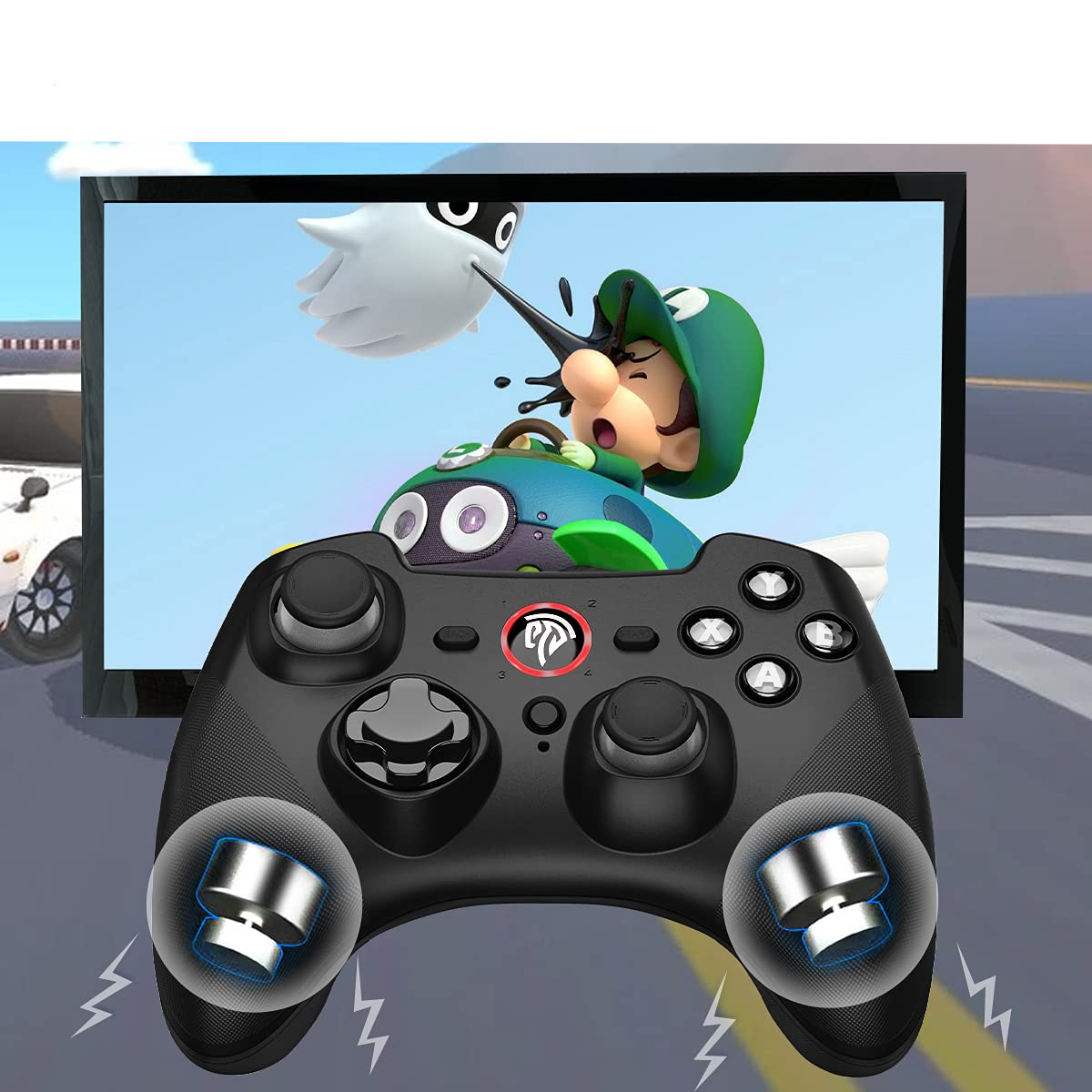 Kabelloser 2.4GHz Wireless Grip Game Controller für Sony PlayStation PS3 / PC / Android  (ESM-9101) - Schwarz