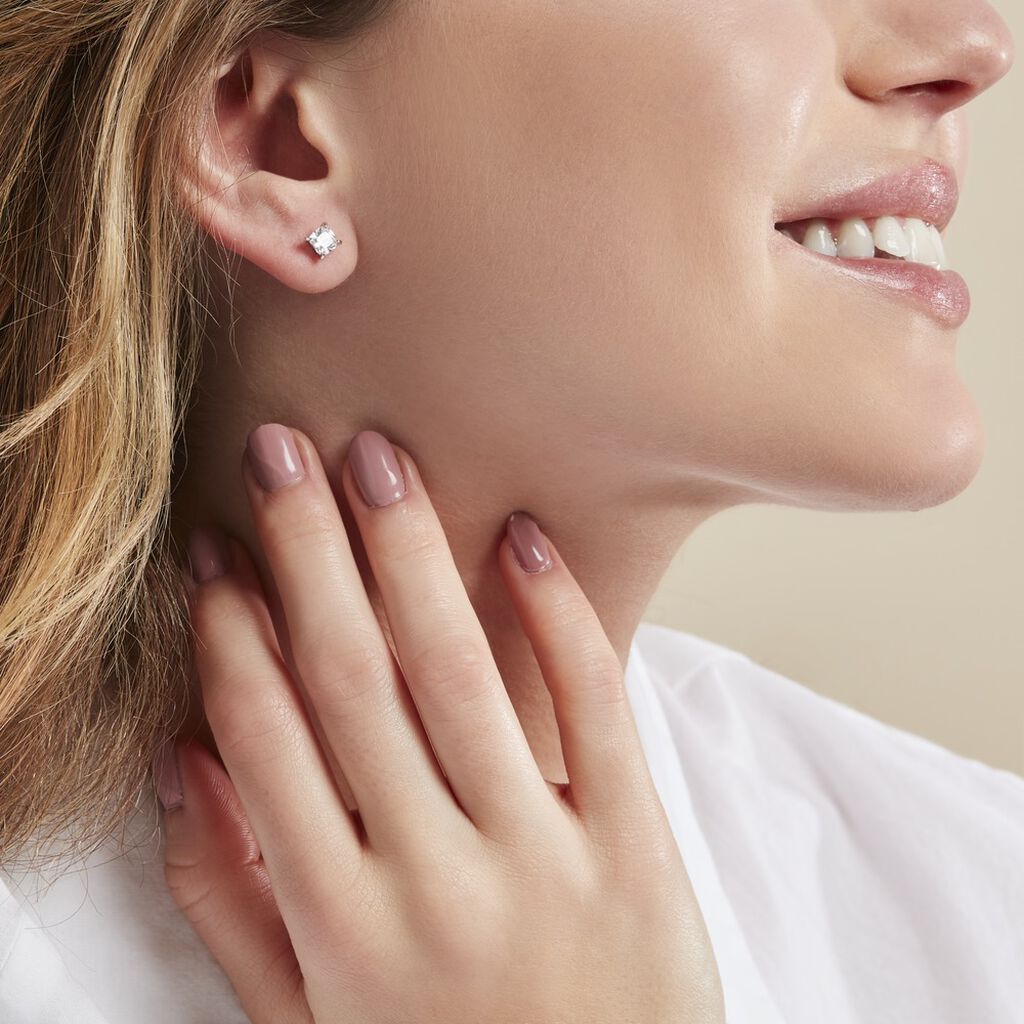 Boucles D'oreilles Puces Alys Argent Blanc Oxyde De Zirconium