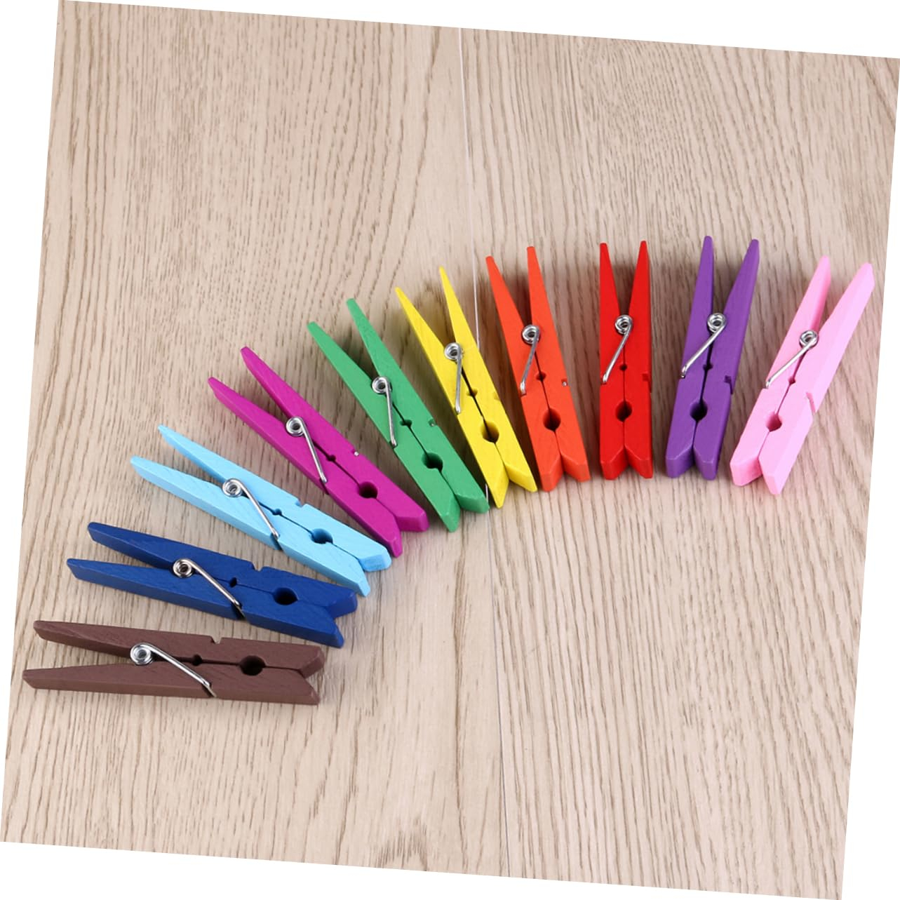 (36-tlg. Set) 7cm Holz Klammern DIY Bastel Deko Wäscheklammern inkl. Jute Schnur   Wand Clips - Assortiert