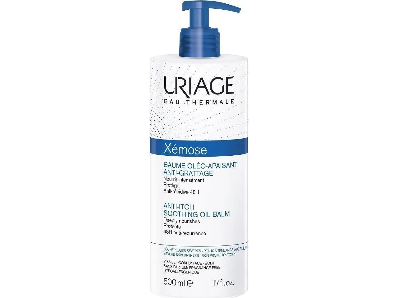 Uriage Xemose Anti-Itch Soothing Oil Balm w/Pump - Unisex - 500 ml