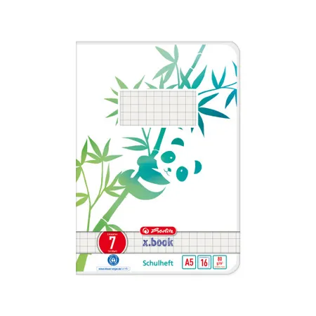 Herlitz Schulheft A5 GREENline 16 Blatt Lineatur 07 Motiv Panda