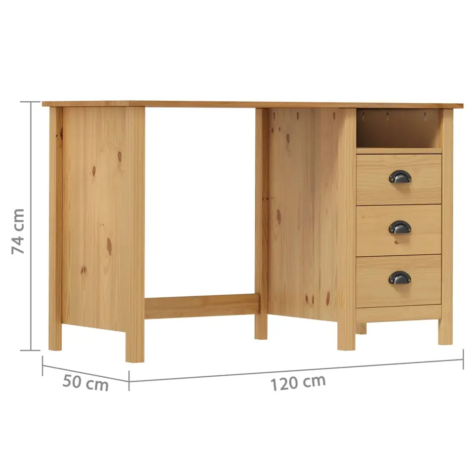 vidaXL - Bureau - Bruin - Grenenhout - 120 x 50 x 74 cm