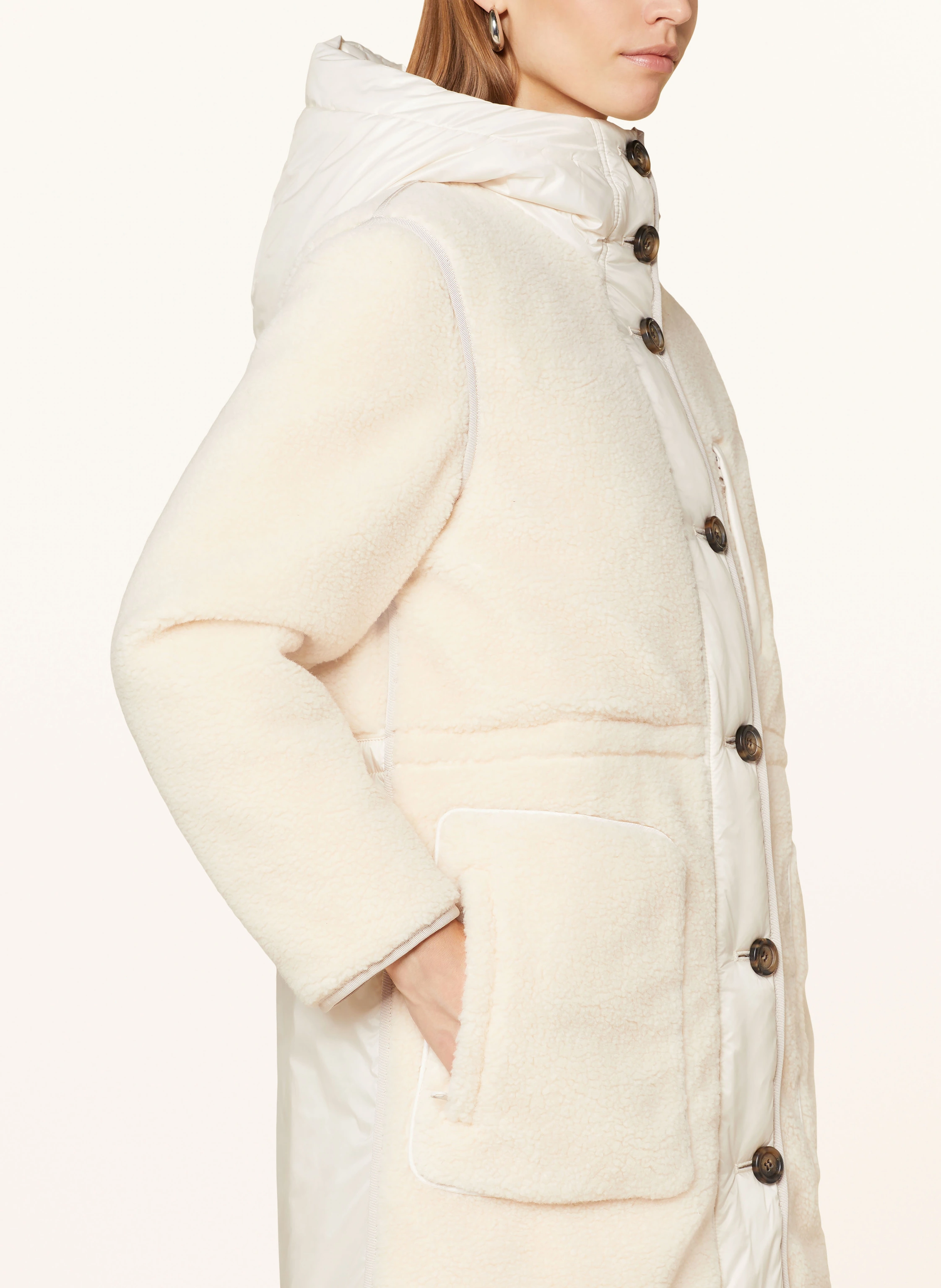 WOOLRICH Teddyfell-Mantel im Materialmix